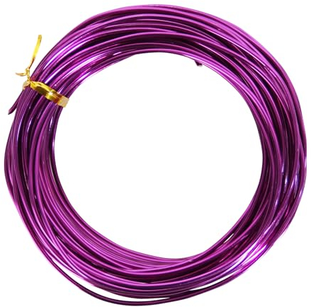 15.5 Metros de Alambre de Aluminio, Color Morado, 2mm de Espesor, Alambre para Escultura, Alambre Doblable de Metal para Esqueletos de Muñecas y Manualidades
