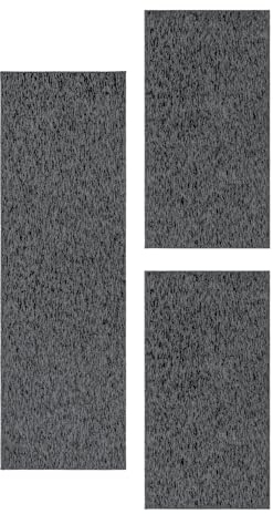 Carpetsale24 Bettumrandung Schlafzimmer 3 teilig Moderne Kurzflor Teppich Anthrazit Bettvorleger Schlafzimmer Bettset: 2 St. 60x100 cm | 1 St. 80x150 cm - Schlingen Teppich Läufer Set