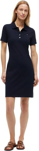 Tommy Hilfiger Damen Polokleid 1985 Pique Slim Fit, Blau (Desert Sky), XXS