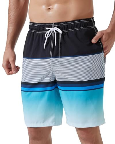 Arcweg Maillots de Bain Homme Short de Bain 2 en 1 à Séchage Rapide avec Doublure en Maille et Cordon de Serrage pour la Plage Short de Bain Décontracté pour l'été Piscine Vert Noir 3XL(EU)