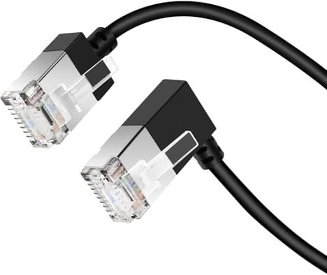 Dutevolns Flexible Cat 6 Ethernet Cable 90° Right Angled 10M, Ultra Thin & Slim Rj45 LAN Lead Gigabit Applicable For Mac, PC, Router, Ps4/5, (Black)