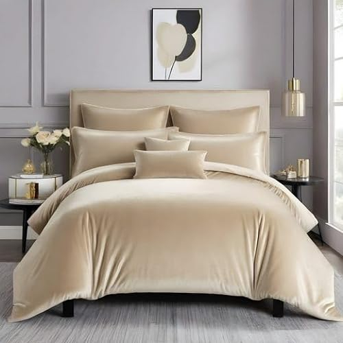 Cozyor Kuschel-Bettwäsche extra dick und weich Plüsch, robuster Reißverschluss Deckenbezug 135x200 cm, Kissenbezug 80x80 cm, 2 teilig, beige Driftwood