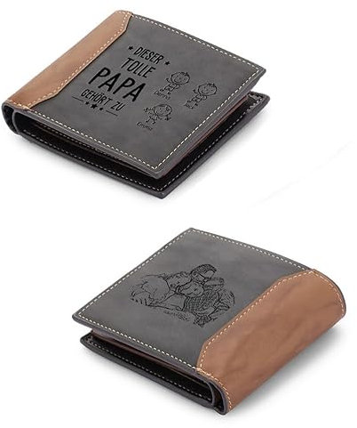 jewelora Personalisierte Herren Geldbörse mit Foto Brieftasche Herren PU Leder mit Gravur Geschenk für ihn Papa Freund Ehemann Vater Sohn Familie Geburtstag (A-Namen 3)