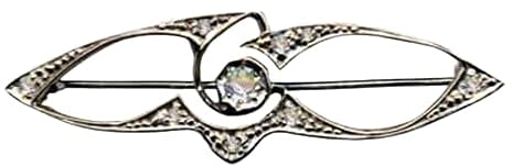 I Brosche I Design Jugendstil I Echt 585 Weissgold mit 9 Echten Diamanten I 79004 I