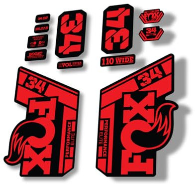 Autocollant de rechange pour fourche Fox 34 2021 Performance Elite Series Rouge (mat)
