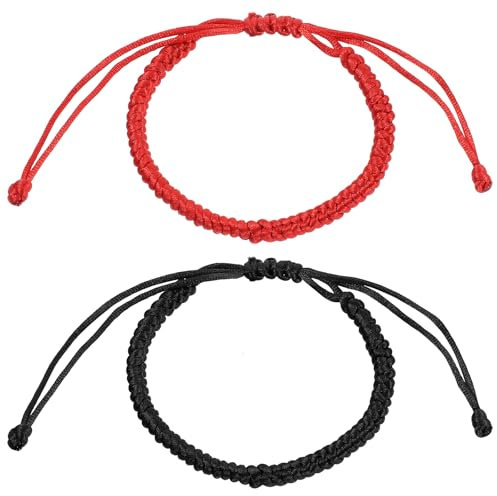 cobee 2 Pcs Red String Bracelet, Handmade Red String of Fate Bracelet, Good Luck Knot Bracelets for Couples Boyfriend Girlfriend Gifts