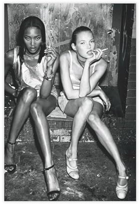 biegzc Naomi Campbell und Kate Moss (1994) Leinwand-Poster, Schlafzimmer, Dekoration, Landschaft, Büro, Raumdekoration, Geschenk, 30 x 45 cm