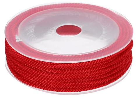 Rebower Corde De Garniture Tressée, 3mm / 7.6 Yards Fil De Nylon Torsadé Corde De Garniture Fil Corde Tressée Garniture [pour Couture Décoration Maison Artisanat] - 0.12 Pouce/Rouge