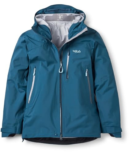Rab Firewall Mountain Jacke für Damen, leicht, wasserdicht, mit Kapuze, zum Klettern und Wandern, Tempest Blau, M
