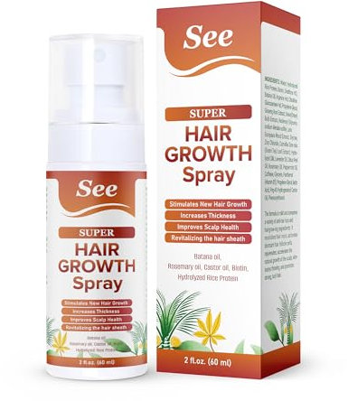 Hair Growth Spray with Biotin, Hydrolyzed Rice Protein, Batana, Rosemary, And Castor Oil,Effective and Moisturizing Hair, Thickening Serum for Men and Women 2 fl. oz (60ml)
