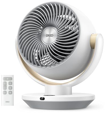 DREO Fan for Bedroom, Desk Air Circulator Fans with Remote, 11 Inch Table Fan for Whole Room, 65ft Powerful Airflow, 120° Vertical Manual and 90° Oscillating, 4 Speeds, 8H Timer, 25dB Quiet, Home