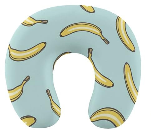 JZemdybill Reisekissen, gelbe Bananen-Nackenkissen für Reisen, Memory-Schaum, tragbares Stützkissen, Schlafkissen