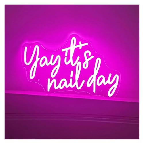 BYNGQW Hanging Art Neon Signs Yay It's Nail Day Neon Sign Dimmable LED Light for Wall Decoration USB Powered for Bedroom Bar Party 40cm×28cm