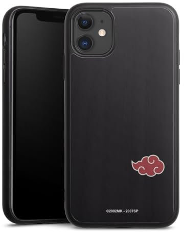 Holz Case kompatibel mit Apple iPhone 11 Walnuss Handyhülle Echtholz Hülle Akatsuki Naruto Shippuden Offizielles Lizenzprodukt