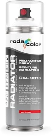 Heizkörperspray RAL9016 - Verkehrsweiß Sprühlack - 400ml Spraydose - Weisse Farbe für Radiator, Heizung, Wasserboiler, Warmwasserrohre