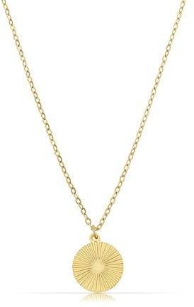 Made by Nami Edelstahl Halskette Damen Gold mit Sonnen Anhänger 40 + 5 Geschenke für Frauen Wasserfester Schmuck