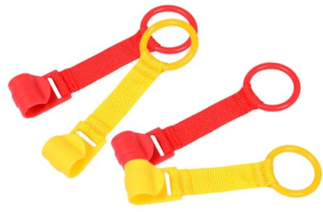 WOONEKY 4 Stück Laufstall Handziehringe, Babybettringe, Baby Zugringe, Babybettringe, Babybett Hängeringe, Säuglings Zugringe, Lern Steh Zugringe, Laufstall Zugringe