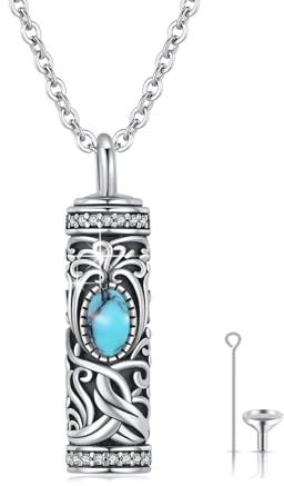 Árbol de la vida urna collares para cenizas de plata de ley árbol de la vida cremación joyas recuerdo regalo para mujeres hombres cilindro urna collar de plata de ley, Groß, Plata esterlina, No es una