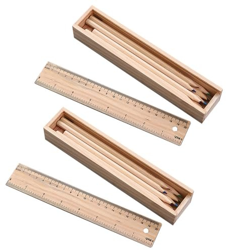 DOITOOL 2 Stück Holz Federmäppchen mit Großer Kapazität Schublade und Stiftespeicher Aufbewahrungsbox für Schreibwaren Beige Einfache und Kreative Aufbewahrung für Schulkinder