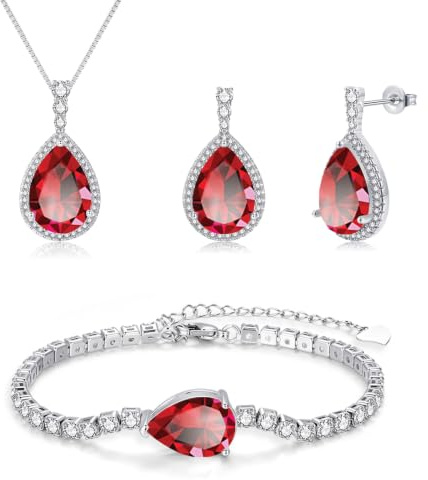 Lynizo Schmuck Set Damen, 925 Sterling Silber Ohrhänger Halskette Armband | Hochzeit Schmuckset für Damen mit AAAAA Zirkonia, Tropfen Hypoallergen Brautschmuck für Mädchen Frauen, Klassisch Modeschmuck