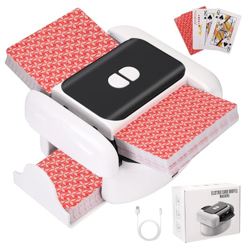 Mélangeur de Carte Automatique Manuelle, Melangeur pour Skyjo Uno Blackjack Texas Hold'em Belote Jouer Card Shuffler Jeu Manuel Électronique Batteur Machine 2600mAh USB Rechargeable + Cartes Poker