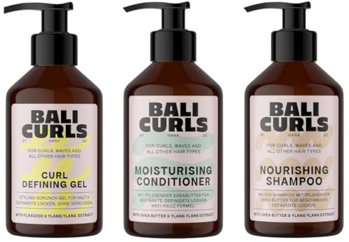 BALI CURLS Daily Curl Routine – Nourishing Shampoo, Moisturising Conditioner & Curl Defining Gel – Einfache Lockenroutine für definierte, gepflegte Curls