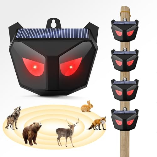 4er-Pack Katzenschreck für Garten, wasserdichte Solar Katzenschreck, Katzenabwehr für den Außenbereich mit rotem Blinklicht, visuelle Tierabwehr Nachtlicht gegen Katzen, Füchse
