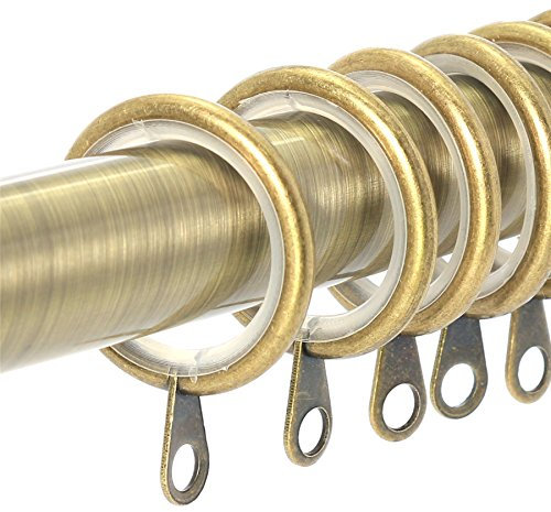 White Hinge Limited 30x Antique Brass Curtain Rings - Fits 16/19mm Poles - Small Metal Rod Loops