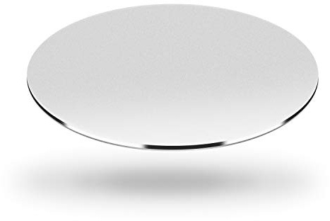 Gaming Mouse Pad Metal Aluminum, Hard Mouse Pad Leather Surface Non-Slip Double Side Metal Mouse Mat Precision Control Compatible with Apple Magic Mouse for Office (Silver) (Round)
