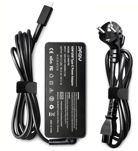 PFMY 65W USB Type-C Notebook Cargador Adaptador Universal AC Adapter para Lenovo Yoga 910 920 80VF 80VG, Thinkpad E480 E580 T480 T580 X1 Carbon 2018, HP Spectre 13 X2, DELL XPS 13 9350 Laptop