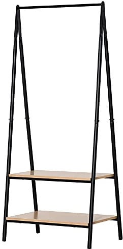 HOMCOM Portant à vêtements penderie style contemporain triangulaire dim. 64L x 43l x 149H cm 2 étagères MDF bois clair acier noir