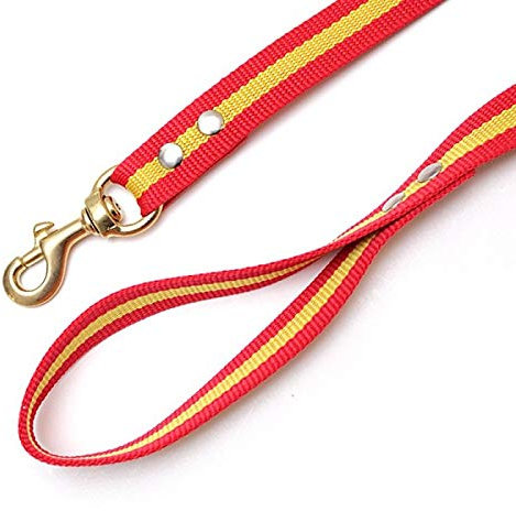 Correa para Perro con Bandera de España - Correa de Perro Fabricada en Nylon - Mosquetón de Bronce Macizo - Gran Durabilidad - Ligereza y Comodidad - Fácil Limpieza - Longitud 120 cm 20 mm