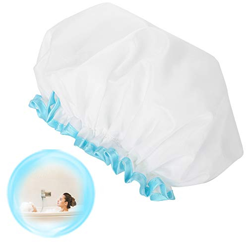 Hurrise Shower Cap, Adult Double-Layer Designed Hurrise Shower Cap,Adult Waterproof Shower Thicken Elastic Women For Shower Caps Bath Hat(31Cm)