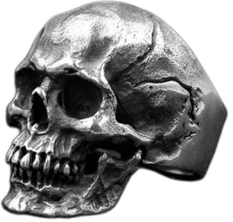 DAOMEI Herren Calvarium Totenkopf Ring Gothic Biker Ring Motorrad Band Schmuck