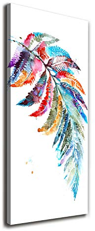 Tulup - Leinwandbild - 50x125 cm - Wandkunst Drucke auf Leinwand Leinwanddruck Wohnzimmer Wanddekoration XXL Wohnung Deko - Bunter Farn