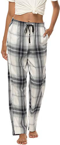 AIRIKE Femmes Pantalons Longs Coton Doux Bas de Pyjama Chaud Vêtements de Nuit à Carreaux No.3754 XL