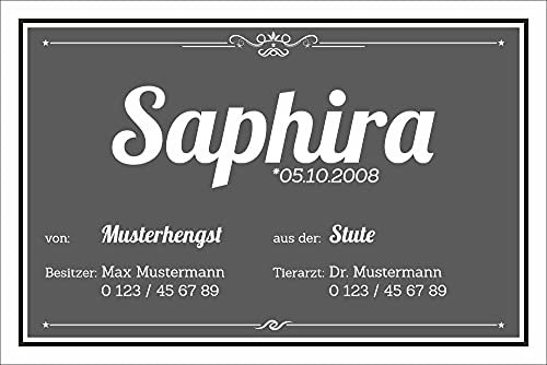 WERBEPUNKT. Boxenschild Stallschild Pferdeschild mit Wunschtext Namen 3 mm Alu-Verbund