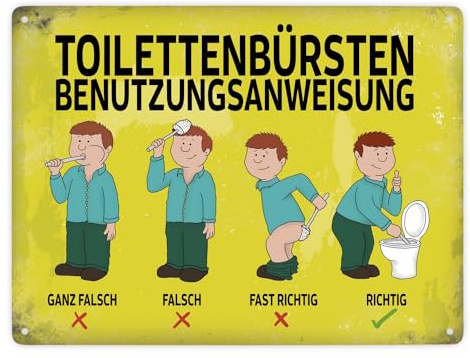 Toilettenbürstenbenutzungsanweisung Metallschild XXL
