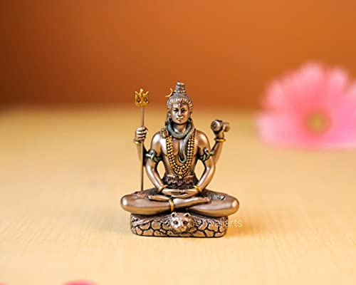SHIVAJI ARTS Lord Shiva Statue, kleine Größe Mahadev Idol für Auto, Adiyogi Shiva Statue, Bholenath, Hindu-Gott der Meditation, Yoga, Zeit, Zerstörung