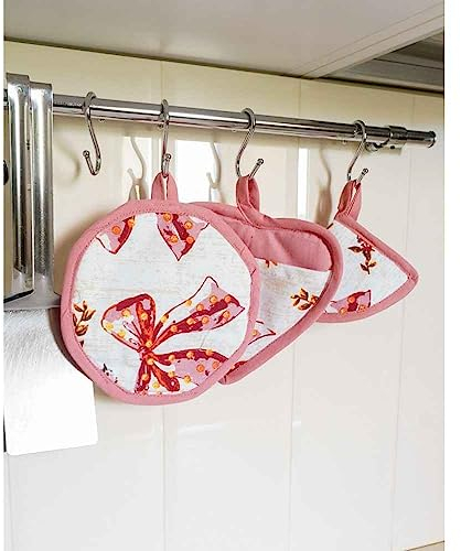 Presine Set 3 Pezzi Calisè Cuore Tonda Cappuccio Rosa Fiori e Righe