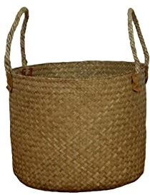 Lycce Seegras Wäschekorb Rong mit Henkel, Ø 46 cm (Gr. 3) - Ideal für Bad, Schlafzimmer und Mehr, Robust & Ökologisch