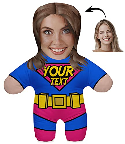 Ferocity Kissen mit eigenem Foto Personalisiertes Lustiges Fotogeschenk mit eigenem Gesicht Bedruckt 45 cm Hoch Body Körper Foto-Kissen Fotokissen Geburtstag Motiv Super Mama [091]