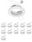ledscom.de 12 Stück Decken-Einbaurahmen FERE Einbaurahmen weiß matt (LED/Halogen/MR16/50mm) inkl. GU5.3 Fassung