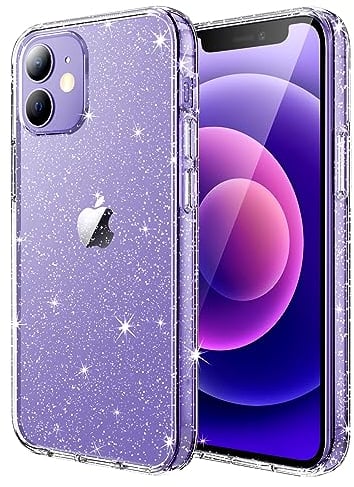 JETech Glitter Case for iPhone 12 mini, 5.4-Inch, Bling Sparkle Shockproof Phone Bumper Cover, Cute Sparkly for Women and Girls (Clear)