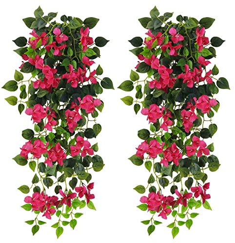 Elecxlink Bougainvillier Artificiel à Suspendre, résistant aux UV, Fausses Fleurs en Plastique pour intérieur ou extérieur, Jardin, Porche, Avant-Toit, décoration Murale de Mariage