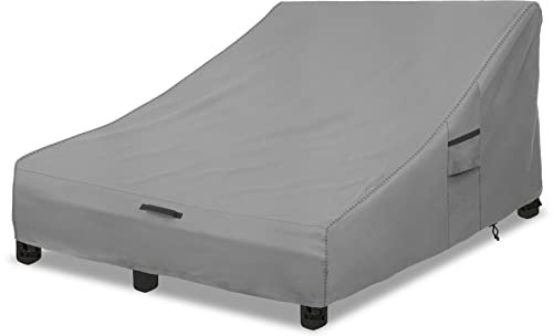 Okcool Funda 100% impermeable para tumbona de patio, doble ancha, lona resistente 600D, 80 pulgadas, fundas para tumbona al aire libre
