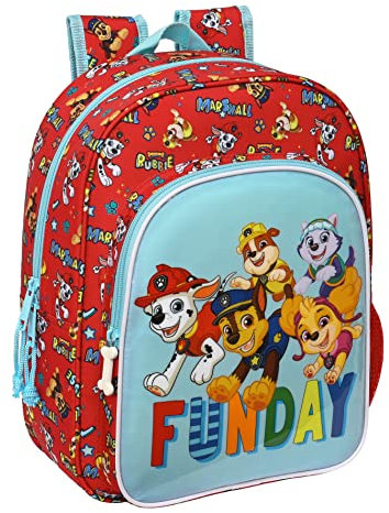 PAW PATROL Funday - Mochila Escolar Infantil Animada, Mochila Niño, Mochila Infantil, Adaptable a Carro, Ideal para Niños, Cómoda y Versátil, Resistente, 26x11x34 cm, Color Rojo y azul claro