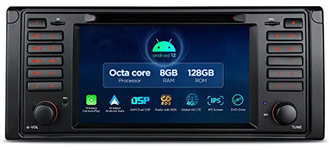 XTRONS Android 14 Autoradio 7 Zoll Display Multimedia Player Octa Core 8GB 128GB Eingebauter 4G LTE/CarAutoPlay/Android Auto/ROHM DSP 1024 * 600 IPS Bildschirm für BMW E39