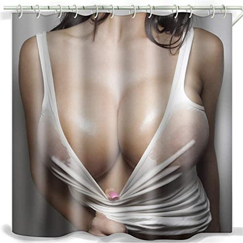 MEKPAM Sexy Fille Chaude Sexy Femme Sein Salle De Bain Rideau De Douche Ensembles Imperméable Décor Polyester 180X180Cm