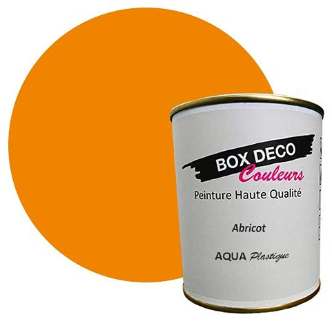 BOX DECO COULEURS Peinture meuble plastique à base de laque acrylique aspect satin Aqua Plastique - 750 ml, Orange Abricot